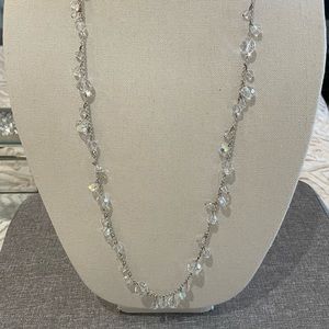 Silver tone multi crystal necklace